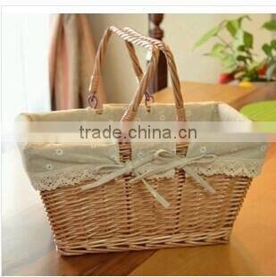 Cheap wicker shopping basket with two moveable handles wicker basket for shopping