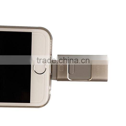 New Customized 3-in-1 OTG USB Flash Drive for IOS & Android Mobile Phone