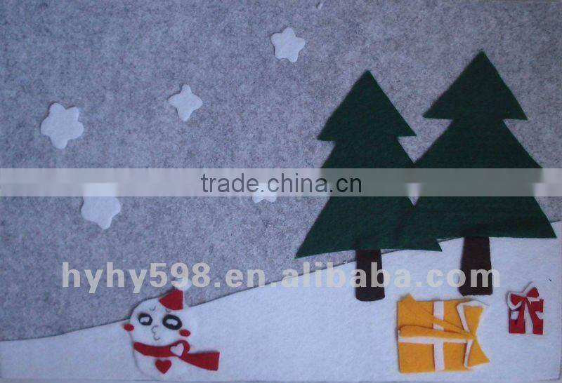 embroidery Christmas object red mat/placemat/felt placemat