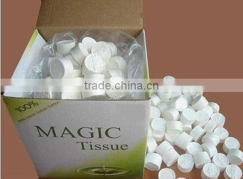 2015 Super Magic Coin Compressed Tablet Facial Tissue Paper with Bag and Tube Packing