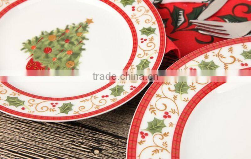 Porcelain Christmas Tree Dinner Plate Set