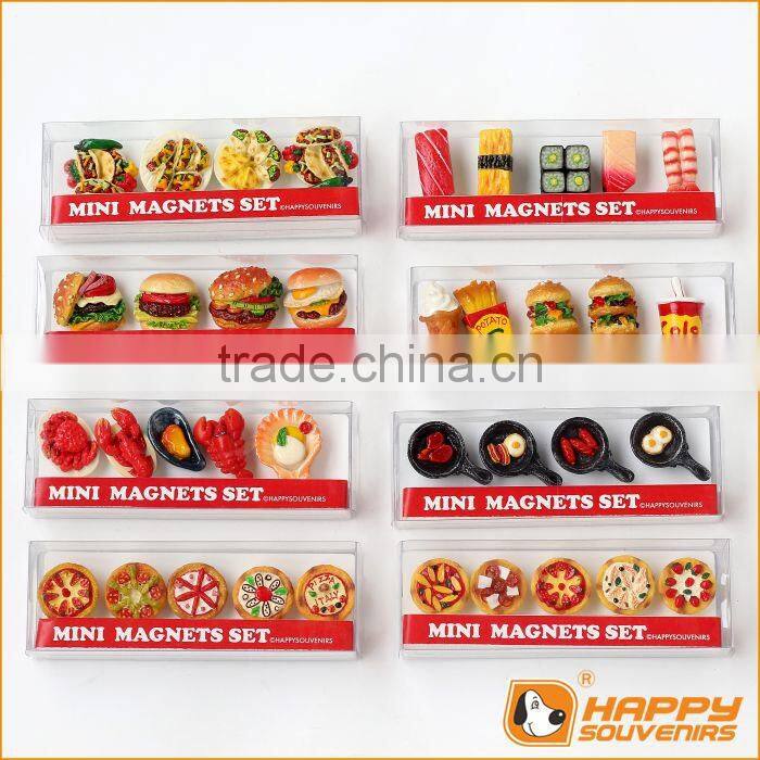 Polyresin fridge magnet miniature food series 3D cup cake and donut set