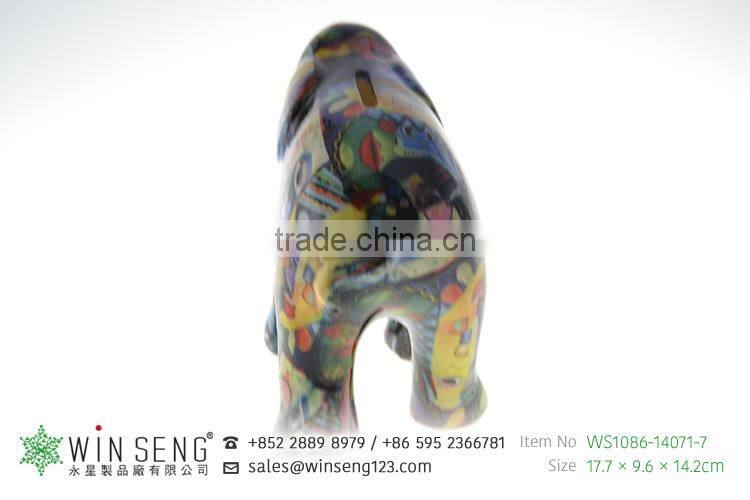 hot decoration hand painted OEM art decor cute novelty ceramic elephant piggy bank
