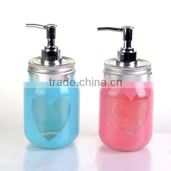 14oz colorful glass bathroom bottle storage bottle jars soap dispenser