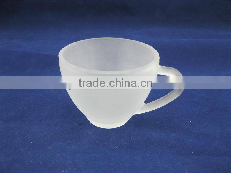 frosted coffee glass cup and saucer
