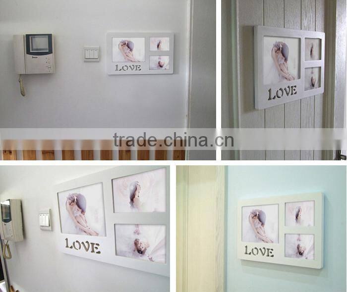 hollow love wood photo frame for 3 picture