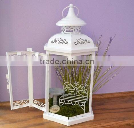 shiny metal & glass antique lantern