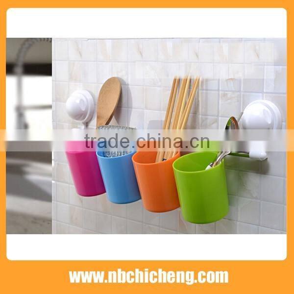 Bathroom suction cup single hanging cup rack multi-colored storage box wash cup