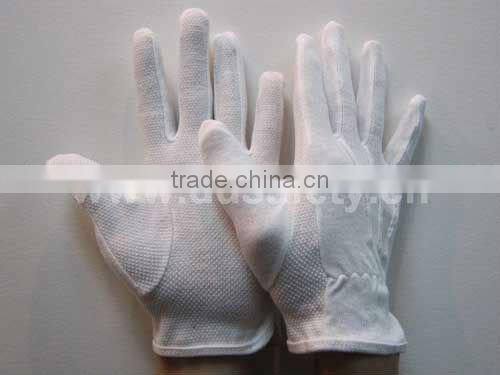 DDSAFETY Hot Sale 100% Bleach Votton Interlock Gloves With Mini Pvc Dots On Palm