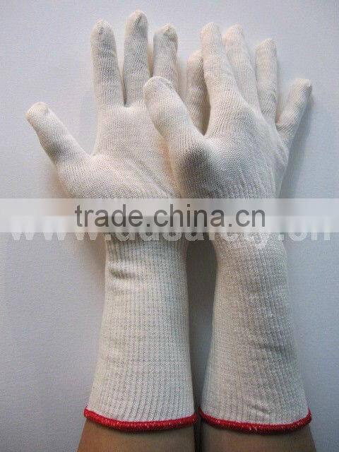 DDSAFETY 2017 13 Gauge 3 Threads Long Cuff Natural Cotton String Knitted Safety Gloves