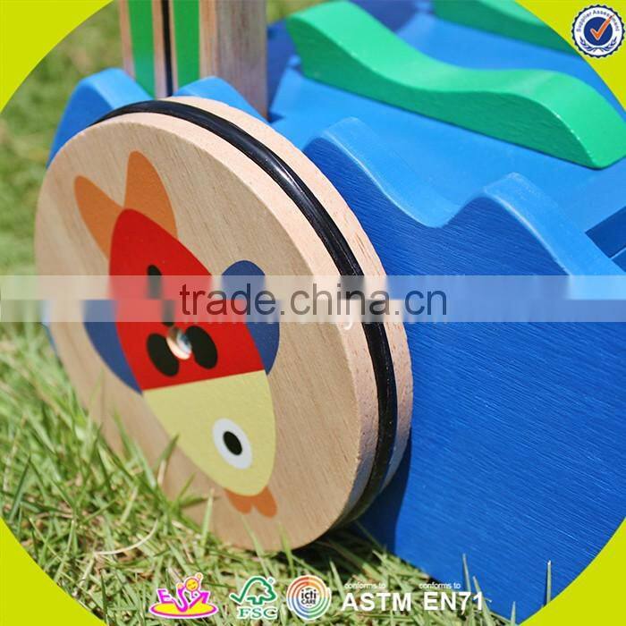 2017 New design walker wooden baby push toys cartoon crocodile wooden baby push toys W16E059