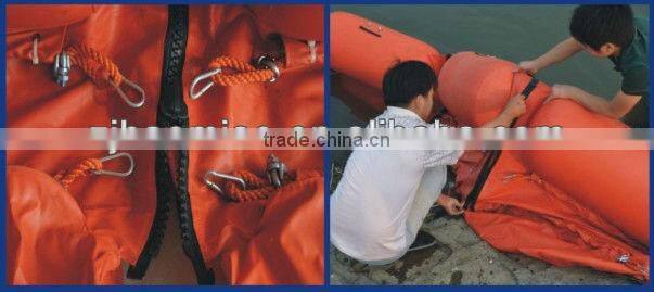 Portable and handy inflatable oil booms for inner river