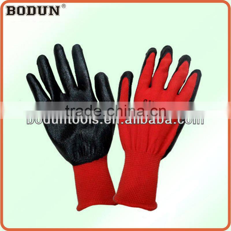 A1005 black rubber palm and fingertips coated nylon gloves