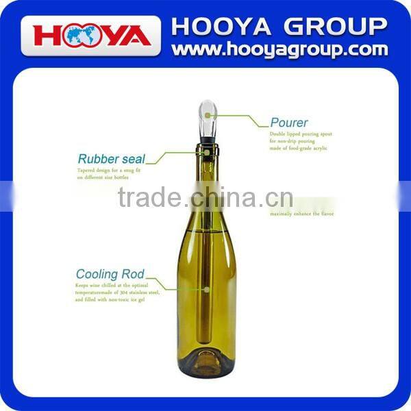 Wine Chiller 3-in-1 Stainless Steel Wine Bottle Cooler Stick Rapid Iceless Wine Chilling Rod with Aerator and Pourer