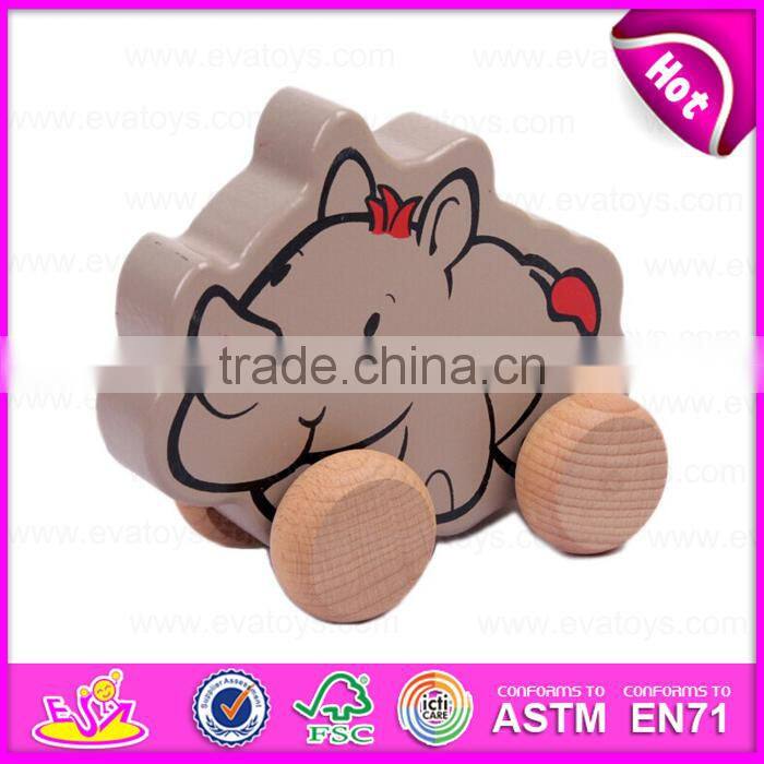 2015 Intelligent toys wooden pull and push toy,New design wooden dragging car toy,Top quality DIY toy wooden moving toy W05B081
