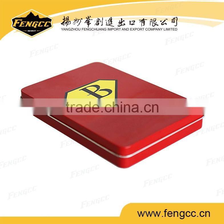 Flat square tin box in 4c cmyk print for promotion gift
