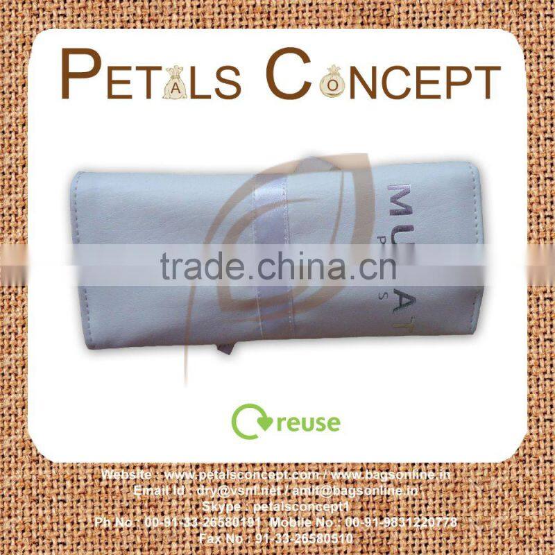 Jewelery folder with polysilk ribbon closure - made from PU - three fold design