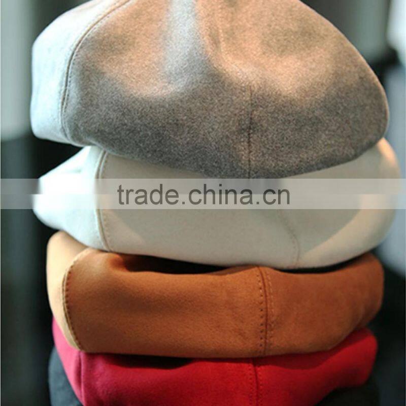 Small pure and fresh and joker pure color faux suede painter cap buds berets