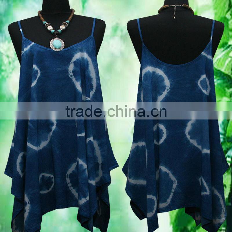 2015 wholesale sexy ladies irregular summer oversize Gypsy TIE DYE Beach Spaghetti Tank top