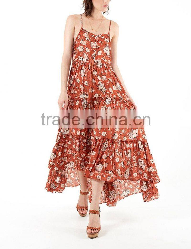 Gypsy Long Dress Chiffon New Style Women Maxi Dress With Full Tiered Skirt HSd5174