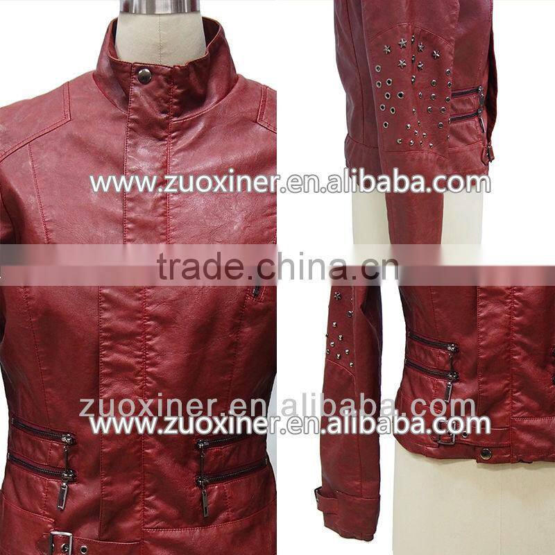 2014 Pu leather Jacket Women Winter Jacket Rivert Fashion Jacket