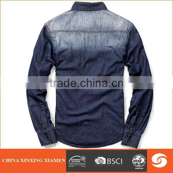 Hot sale Spring Fashion Long Sleeves Jean Latest Shirt Designs for men