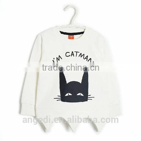 Cat pattern cool design wholesale kids custom made pullover sweatshirt hoodies
