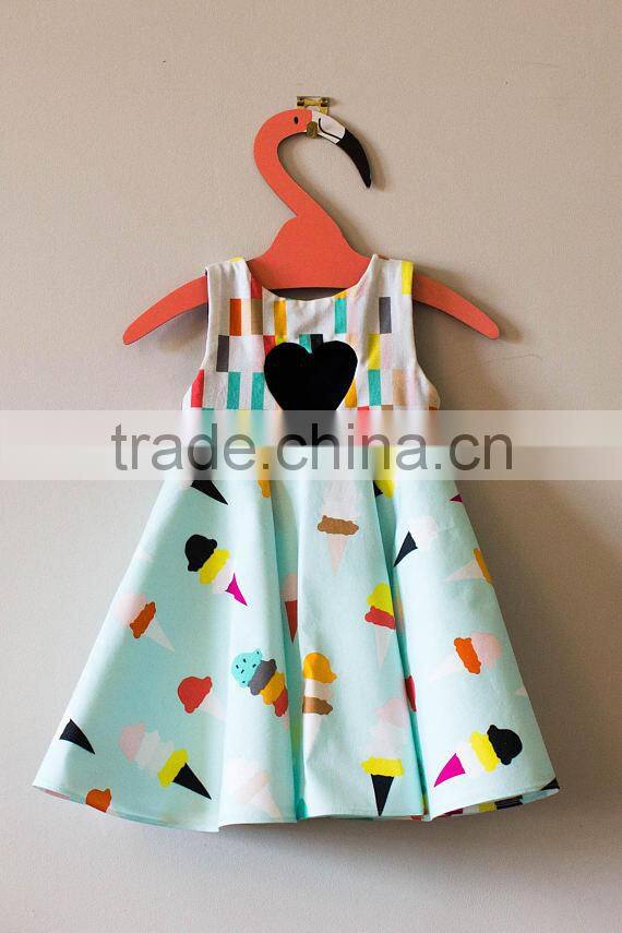 Latest Fashion Designs Pictures With Printed Icing Cream Sun Girl Dress