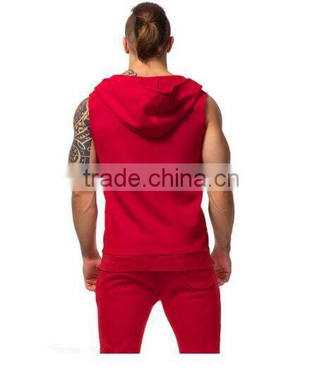 Summer men hooded sleeveless vest running training cultivate one's morality sport style jacket