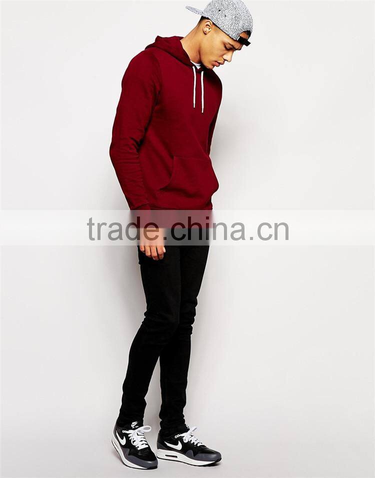 Custom mens red plain pullover hoodies