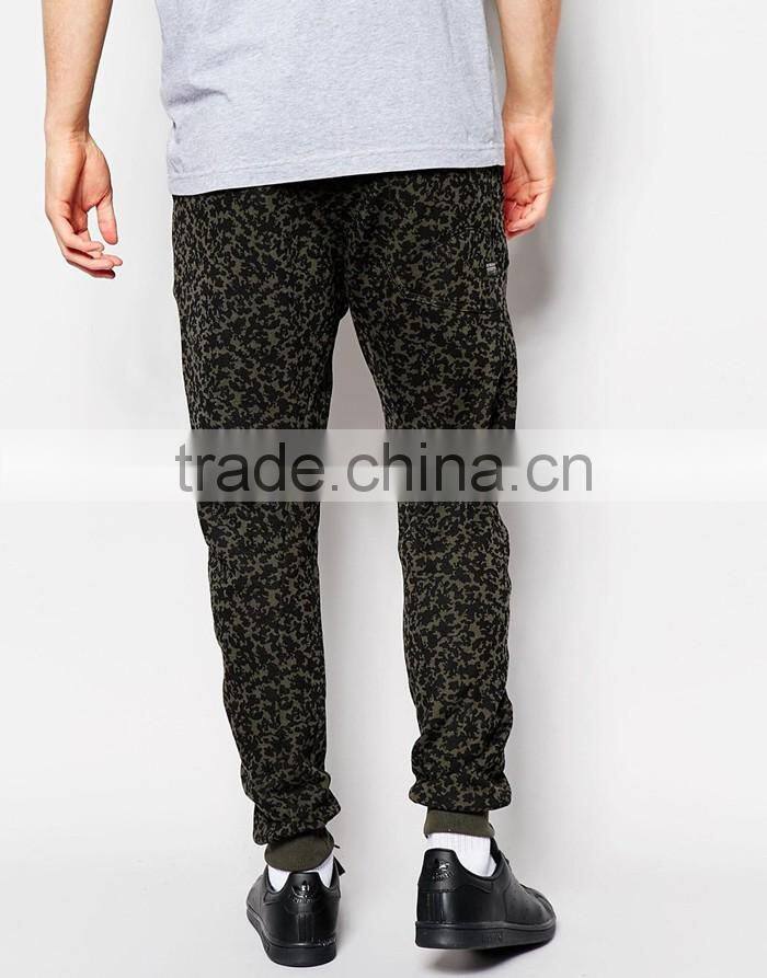Soft touch mens sweatpants tapered fit cuffed camo print
