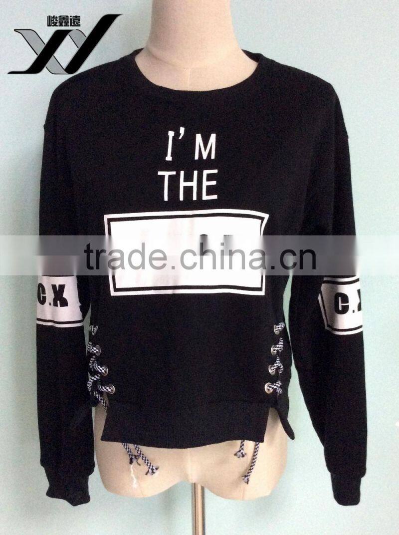 wholesale fashion garment terry cotton design winter crew neck print plain dyed for women hoody sports wear made in china