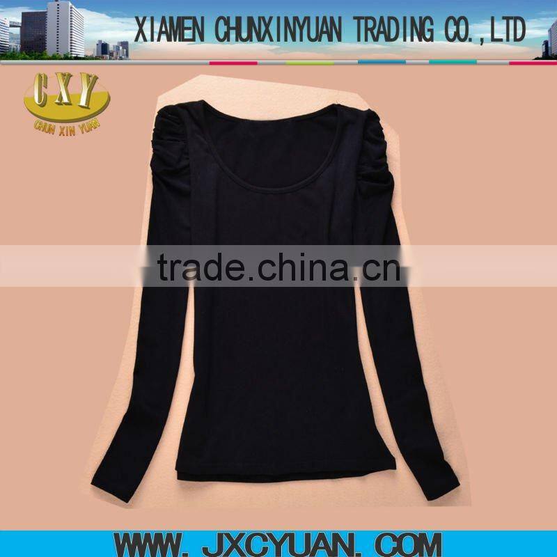 pure white blank white long sleeve t shirt for women