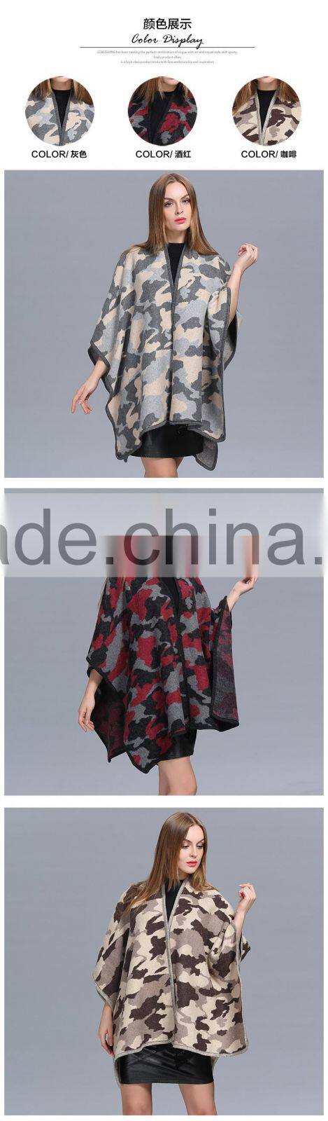 Female Bohemia camouflage Knitted Acrylic Cardigans Kimono Plaid Cape Poncho Wool Scarf Shawl Women Lady