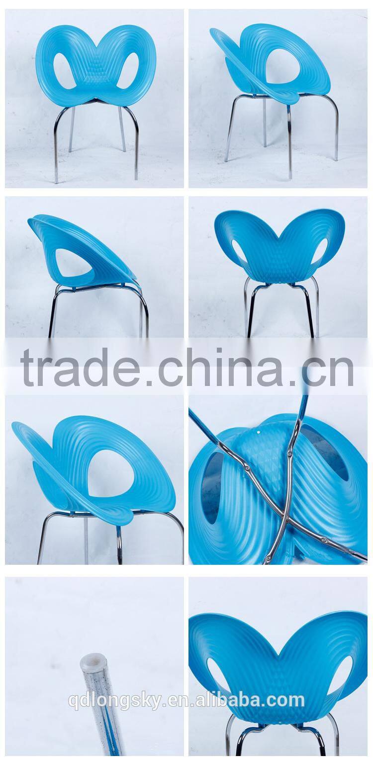 LS-4014 new design Living Room Chairs Strong Chromed Legs stackable plastic butterfly Chair