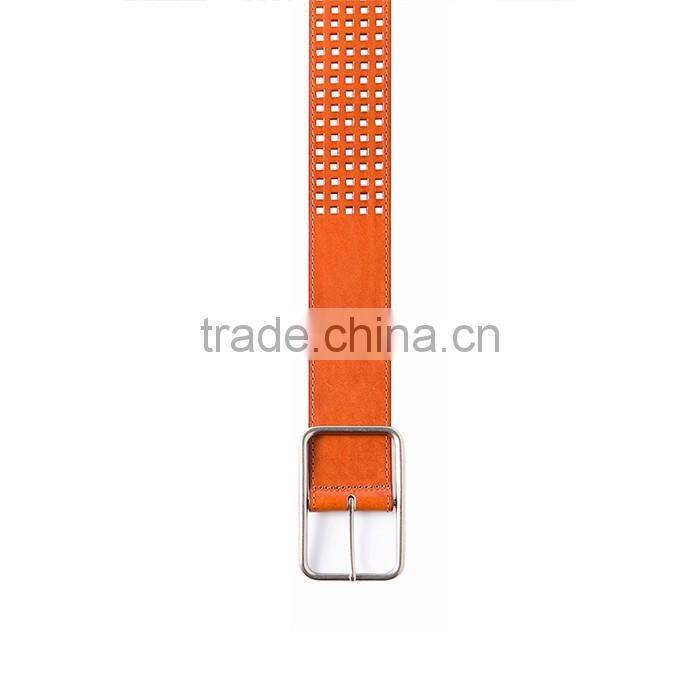 Female Leather Belt Square Pin Buckle Hollowed-out Easily Adjustable Belts