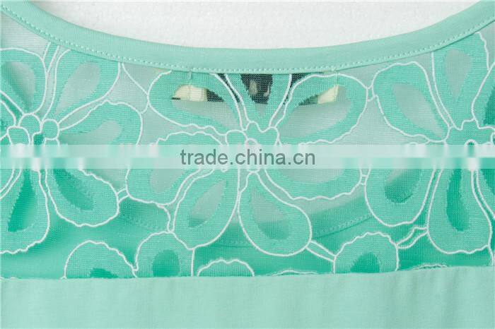high fashion summer short sleeve lace printed designed crochet top fashion blouses 2015, design short sleeves elegant blouses