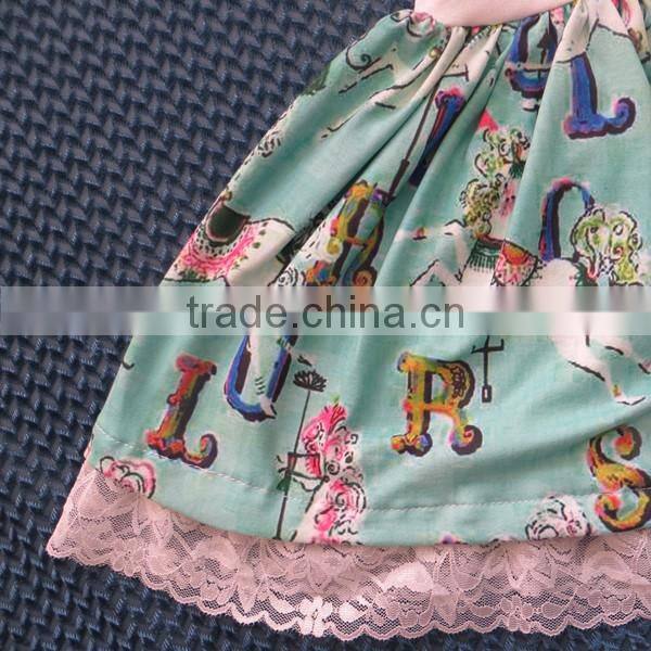 boutique carousel outfit long sleeve wooden horse dress baby clothing suit YW-072