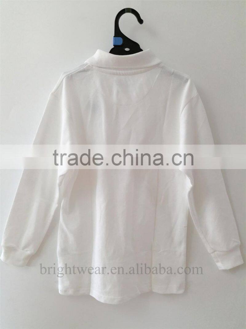 Pique school uniform polo shirt with long sleeve and rubber printing