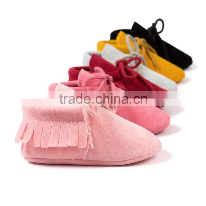 Fringed baby moccains with strings, string baby moccains