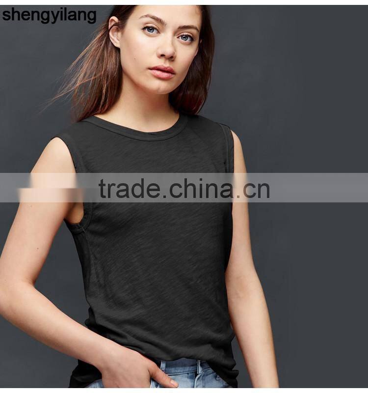 Custom 100% cotton vest women plain tank top wholesale in guangzhou