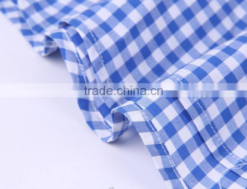 small checks men's long sleeve button-down casual shirt