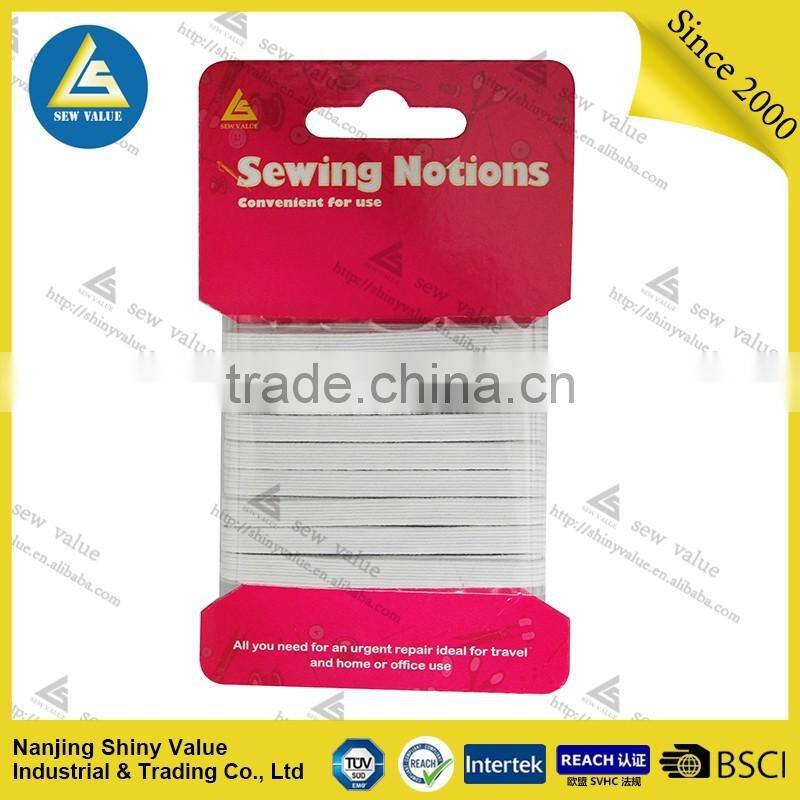 garment accessories 6mm*8m Latex natural white Braided Elastic