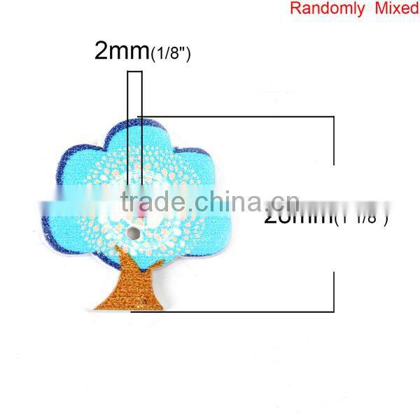 Scrapbooking 2 Holes Tree At Random Wood Sewing Buttons