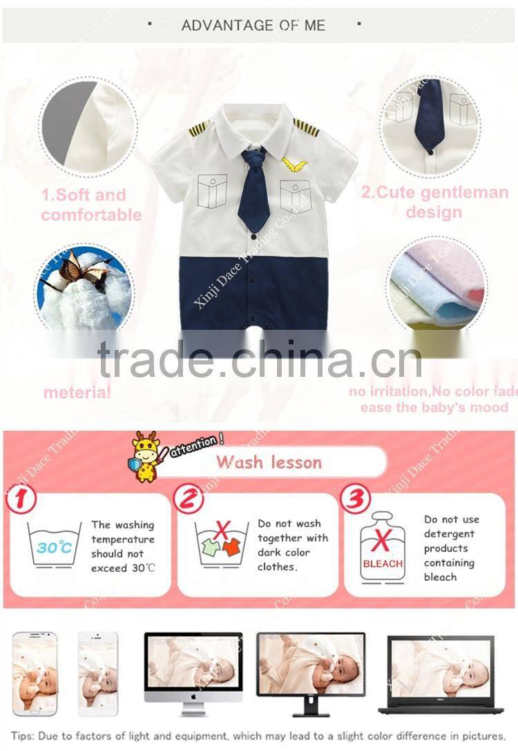 2017 baby boys gentleman vest tie Rompers climbing clothes jumpsuit kids modelling infant short sleeve climb clothes