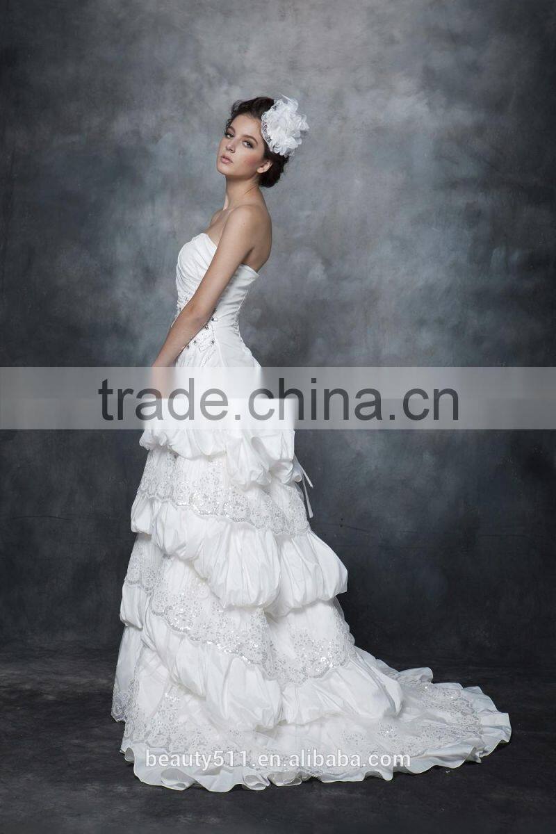 A-Line Straight Neck Strapless Ruffle Wedding Dress Bridal gown AS28702