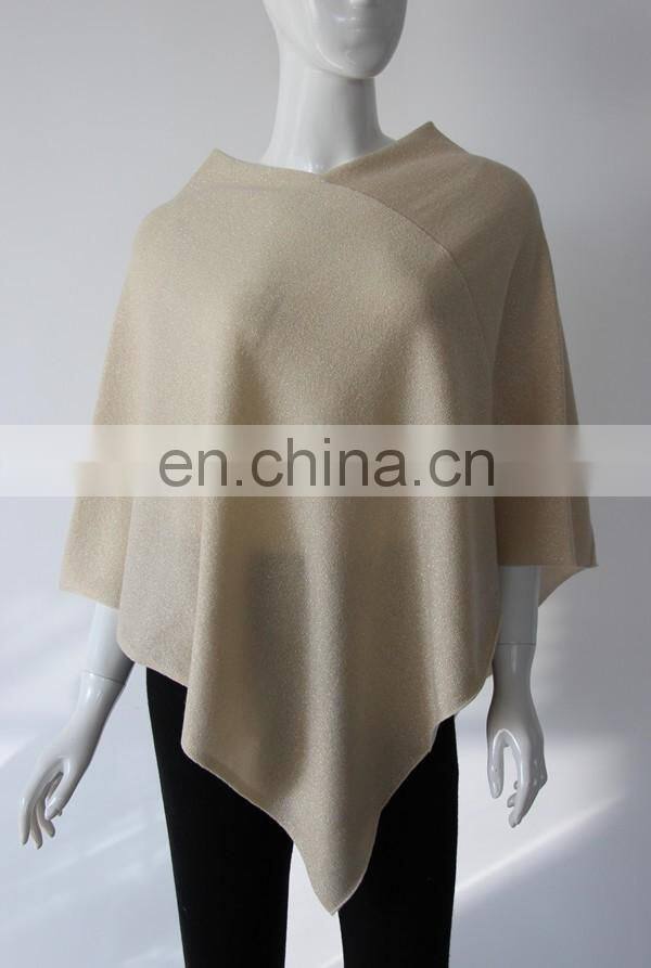 12gg knitted v neck pure cashmere poncho with Lurex