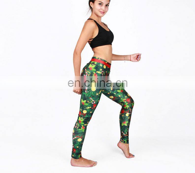 Hot sale custom made colorful printed sports yoga Christmas legging