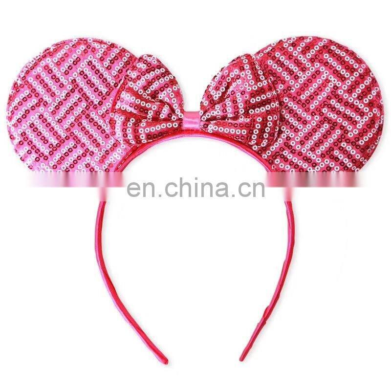 Hotest Cute sequin bow big ear with 1cm satin Headband for kids