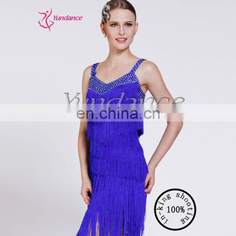 AB003 Professional Latin Jazz Dance Costume Tassel Royal Blue/Girls Jazz Dance Costume